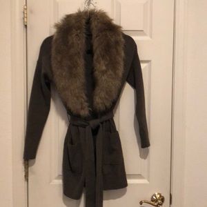 Banana Republic Faux Fur Collar Cardigan, S
